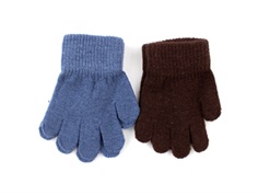 CeLaVi mittens knit china blue/brown wool/nylon (2-pack)